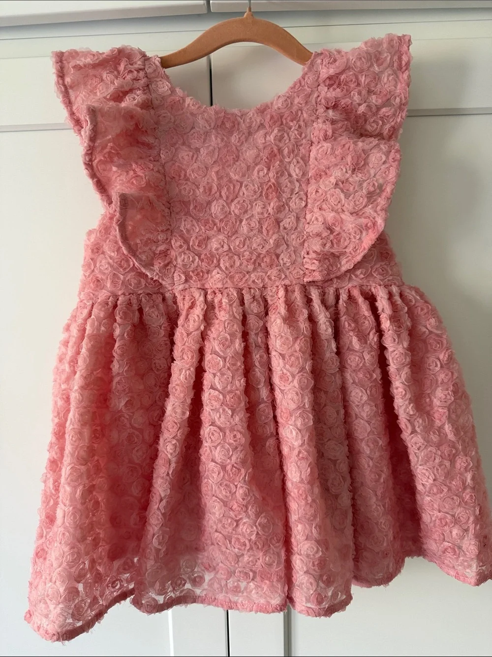 Konges Slojd Girls' Pink Rosette Bow Formal Dress Size 3Y